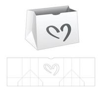 Short shopping bag with heart shaped window die cut template vector