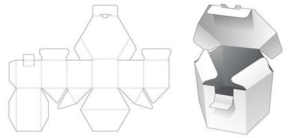 Short hexagonal box with locked point die cut template vector