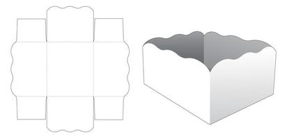 Curved edge rectangular bowl die cut template vector