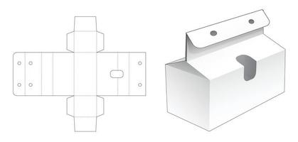 caja de panadería con ventana pequeña y plantilla troquelada de orificio para cuerda vector