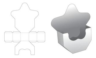 Multi-point star shaped snack container with chamfered bottom die cut template vector