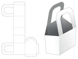 Chamfered handle bag die cut template vector