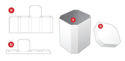 Chamfered corner box with chamfered corner lid die cut template vector