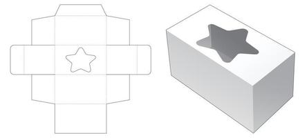 caja rectangular con plantilla troquelada de ventana en forma de estrella vector