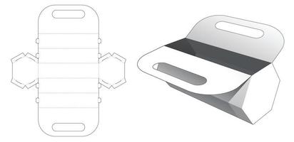 Hexagonal handle bag die cut template vector