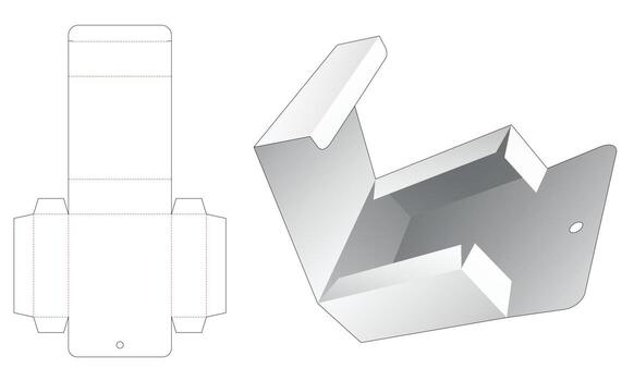 Flip rectangular packaging with hanging hole die cut template vector