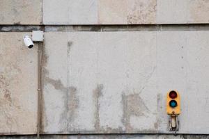 A traffic light on the street in Bilbao city, Spain photo