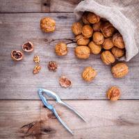 Walnuts in hemp sack photo