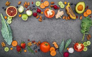 Frame of healthy foods photo