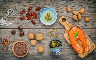 Top view of omega 3 rich foods photo