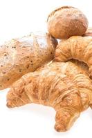 French butter croissants on white background photo