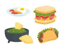 conjunto de deliciosa comida rápida vector