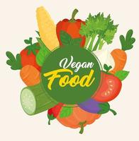 banner with fresh and healthy vegetables for vegan food concept vector