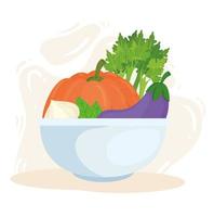 Healthy and fresh vegetables in a bowl vector