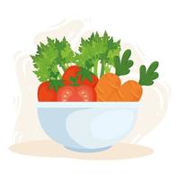 Healthy and fresh vegetables in a bowl vector