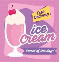 Ice cream poster with free delivery message vector