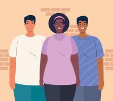 Personas multiétnicas juntas, concepto de diversidad y multiculturalismo vector