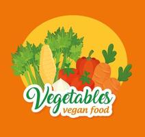 set of fresh and healthy vegetables vector