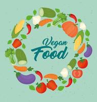 banner with fresh and healthy vegetables for vegan food concept vector