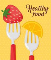 healthy food with strawberry with sliced orange vector