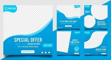 Dentist social media post templates set vector