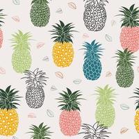 piña colorida con hojas de patrones sin fisuras para moda, tela, textil, papel de impresión o de regalo vector