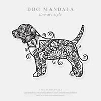 Dog Mandala. Vintage decorative elements. Oriental pattern, vector illustration.