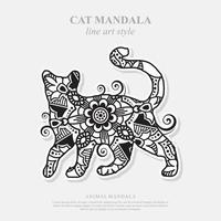 Cat Mandala. Vintage decorative elements. Oriental pattern, vector illustration.