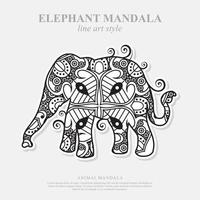 Elephant Mandala. Vintage decorative elements. Oriental pattern, vector illustration.