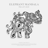 Elephant Mandala. Vintage decorative elements. Oriental pattern, vector illustration.