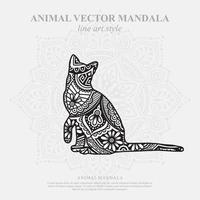 Cat Mandala. Vintage decorative elements. Oriental pattern, vector illustration.