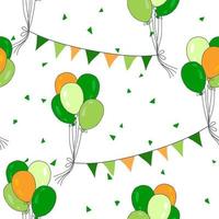 St.Patrick's day balloons seamless pattern in green orange and white colors vector