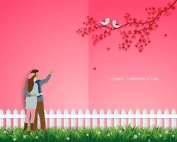 Valentine's day greeting card or background with happy couple vector