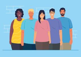 Multiethnic group of people together, diversity and multiculturalism concept vector