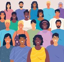 Multiethnic group of people together, diversity and multiculturalism concept vector