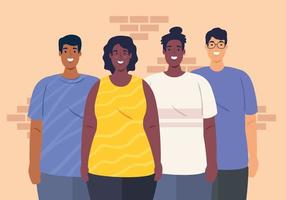 Grupo multiétnico de personas juntas, concepto de diversidad y multiculturalismo vector