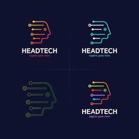 head tech biotech icon set vector