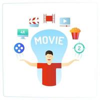 movie or cinema flat illustration with character vector