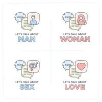 hablemos de mujer, hombre, sexo y amor ilustración vector