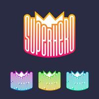 super hero emblem lettering with crown