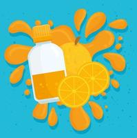 oranges juice and fruit  with splash vector