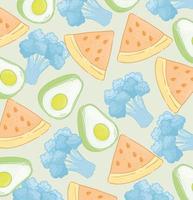 Vegetables and fruits pattern background vector