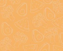 Vegetables and fruits pattern background vector