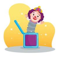 clown toy in the box, with stars on background vector