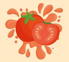 tomate vegetal fresco con jugoso splash vector