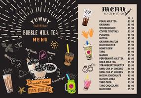 té con leche de burbujas, té con leche de perlas, diferentes tipos de boba. deliciosas bebidas. vector