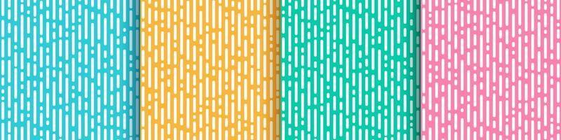 Set of abstract yellow pink green mint and light blue vertical rounded lines transition. Trendy color geometric abstract design. Simple flat pastel pattern style. Vector Illustration