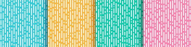 Set of abstract yellow pink green mint and light blue vertical rounded lines transition. Trendy color geometric abstract design. Simple flat pastel pattern style. Vector Illustration