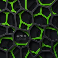 Capas superpuestas de rayas geométricas verdes y negras abstractas sobre fondo oscuro. diseño futurista de tecnología moderna. Puede utilizar para plantillas de portada, carteles, folletos, anuncios impresos. ilustración vectorial vector