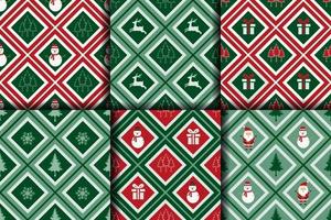 Christmas seamless pattern collection on geometric background vector